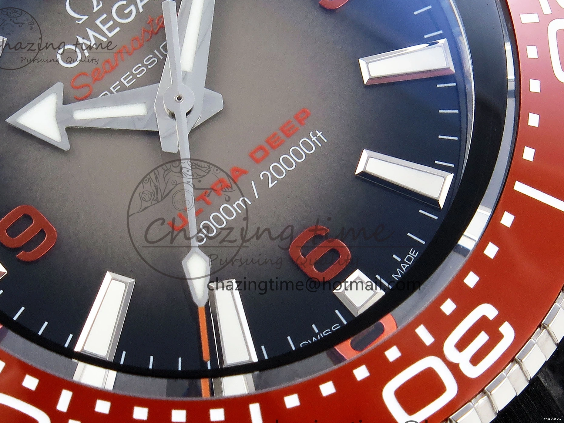 0313 Premium SEAMASTER PLANET OCEAN 6000M ULTRA DEEP 45.5MM SS TF 1:1 BEST EDITION GRAY DIAL ORANGE BEZEL ON RUBBER STRAP A 7761